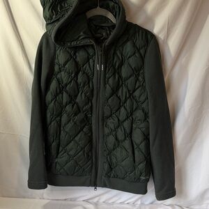 Eddie Bauer Quilted Hooded Bomber Jacket in Dark Green